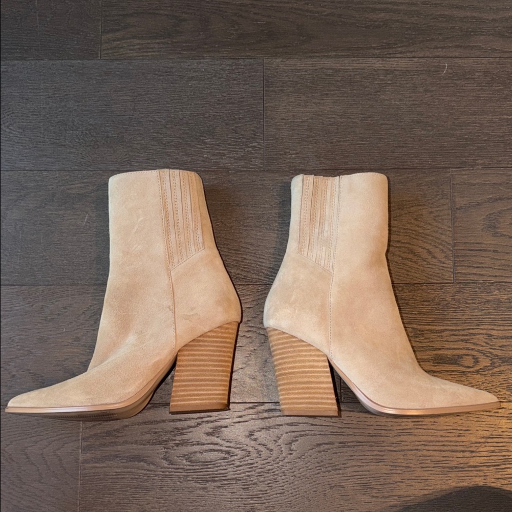 Steve Madden Tan Suede Rickki Heeled Boots - Picture 4 of 5